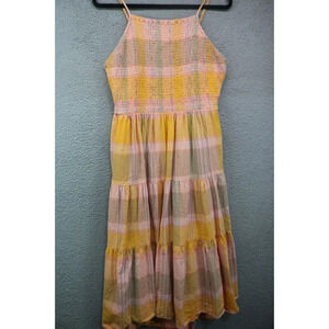 Universal Thread Tiered Midi Open Back Sundress-Size Large-Linen Blend